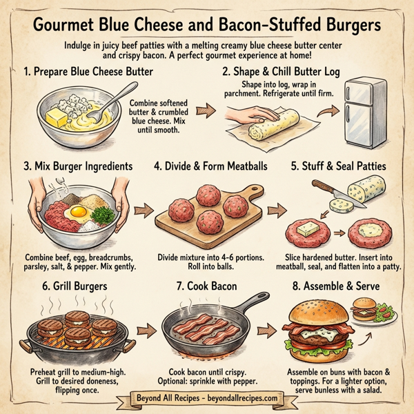 Gourmet Blue Cheese and Bacon-Stuffed Burgers instructions
