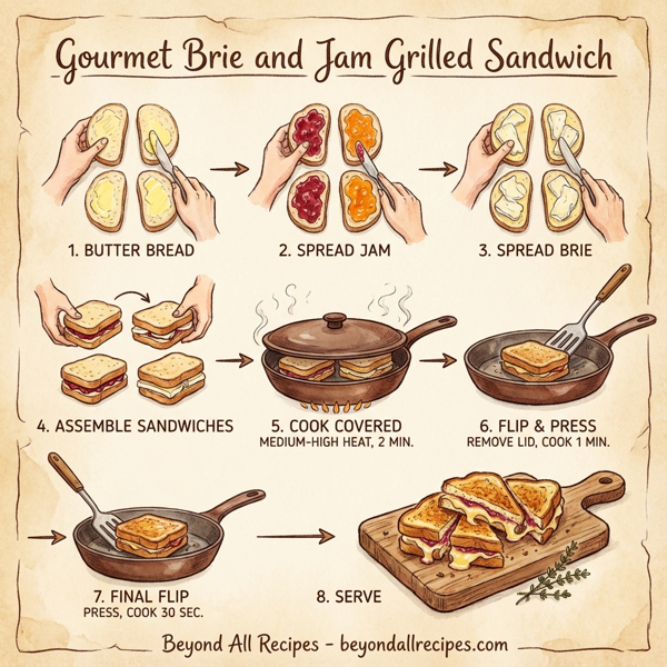 Gourmet Brie and Jam Grilled Sandwich instructions