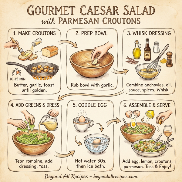 Gourmet Caesar Salad with Parmesan Croutons instructions