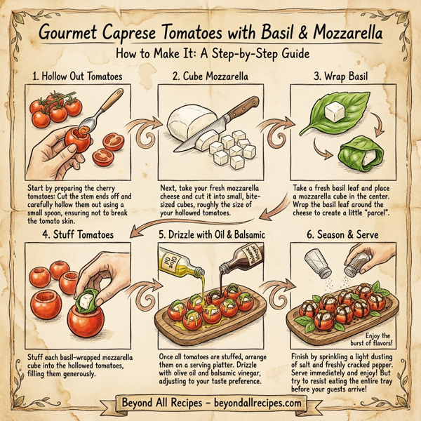 Gourmet Caprese Tomatoes with Basil & Mozzarella instructions