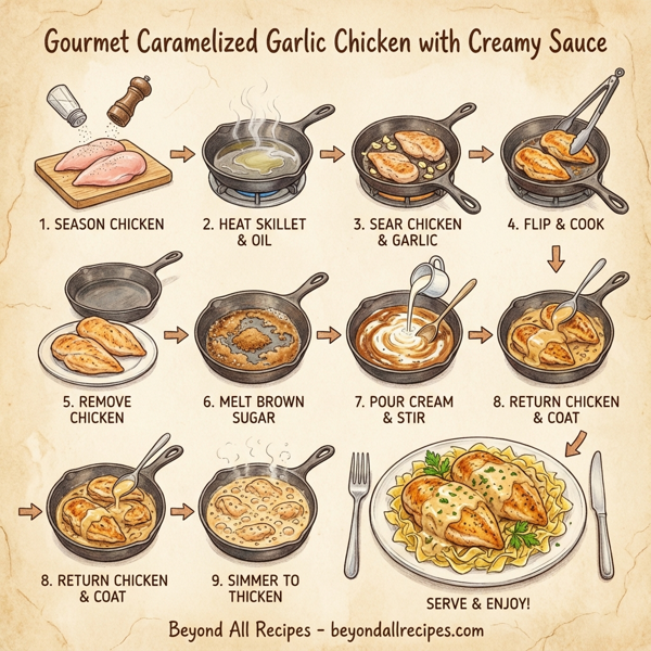 Gourmet Caramelized Garlic Chicken with Creamy Sauce instructions