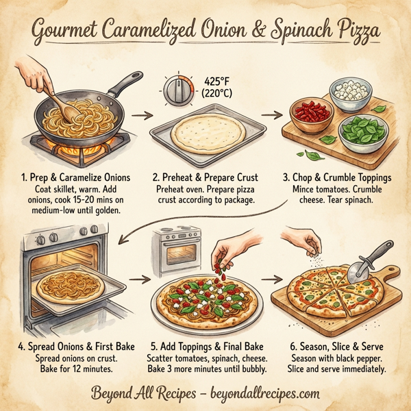 Gourmet Caramelized Onion & Spinach Pizza instructions