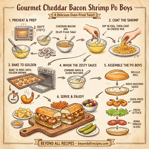 Gourmet Cheddar Bacon Shrimp Po Boys instructions