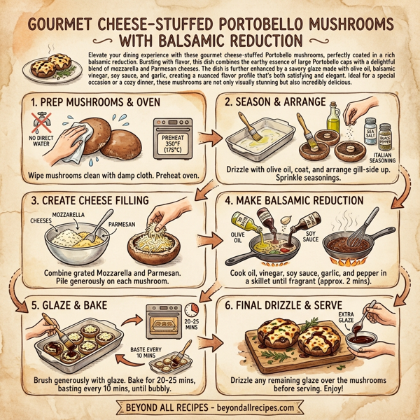 Gourmet Cheese-Stuffed Portobello Mushrooms with Balsamic Reduction instructions
