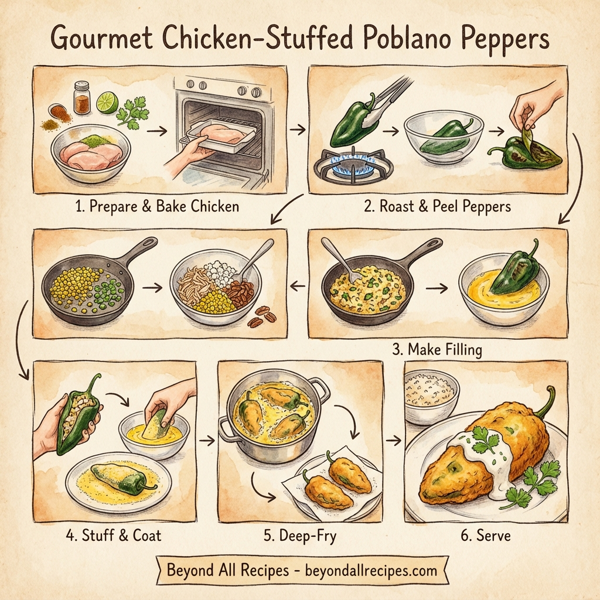 Gourmet Chicken-Stuffed Poblano Peppers instructions