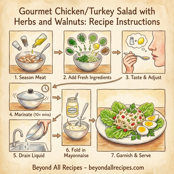 Gourmet Chicken/Turkey Salad with Herbs and Walnuts instructions