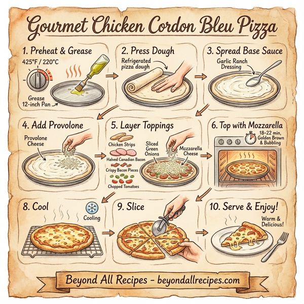 Gourmet Chicken Cordon Bleu Pizza instructions