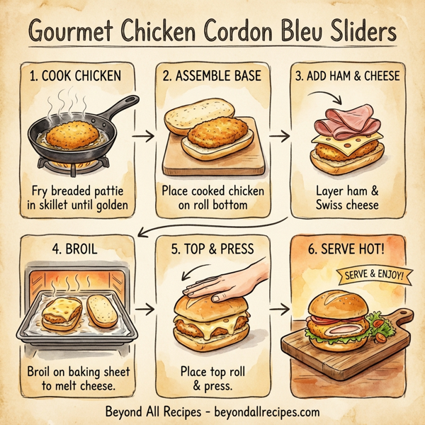 Gourmet Chicken Cordon Bleu Sliders instructions