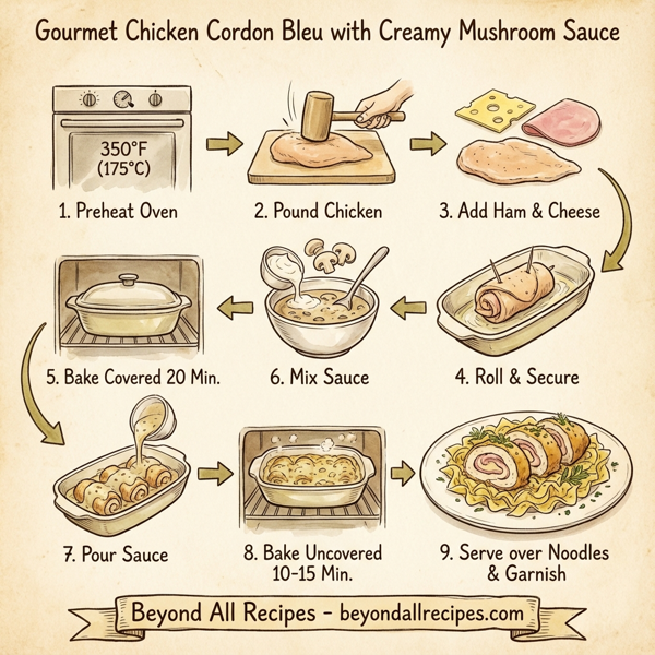 Gourmet Chicken Cordon Bleu with Creamy Mushroom Sauce instructions