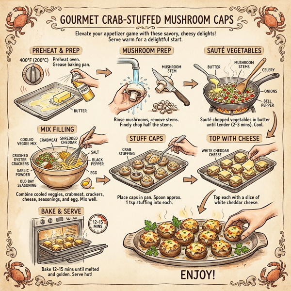 Gourmet Crab-Stuffed Mushroom Caps instructions