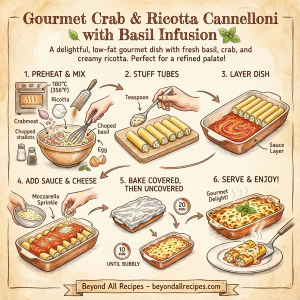 Gourmet Crab & Ricotta Cannelloni with Basil Infusion instructions