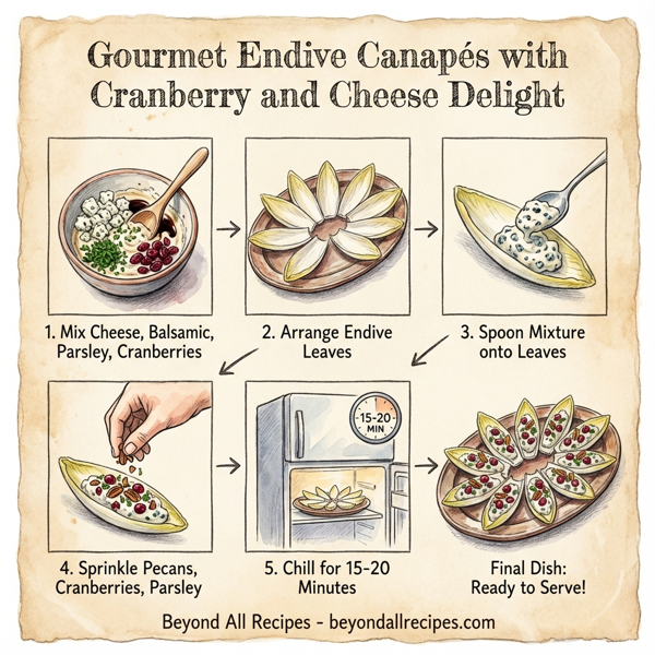 Gourmet Endive Canapés with Cranberry and Cheese Delight instructions