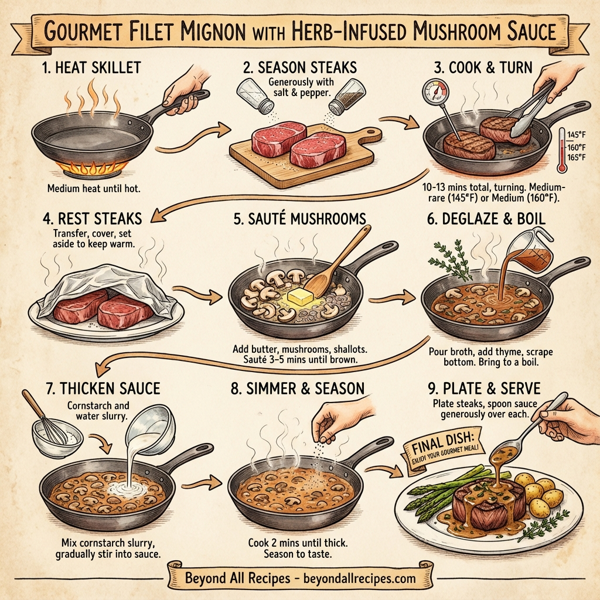 Gourmet Filet Mignon with Herb-Infused Mushroom Sauce instructions