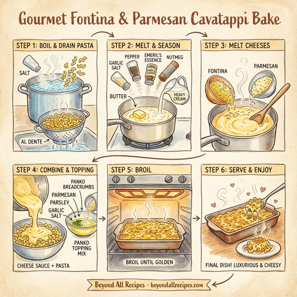 Gourmet Fontina & Parmesan Cavatappi Bake instructions