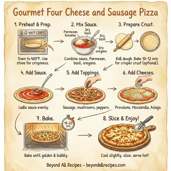 Gourmet Four Cheese and Sausage Pizza instructions