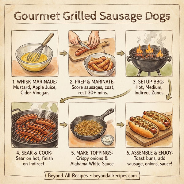 Gourmet Grilled Sausage Dogs instructions