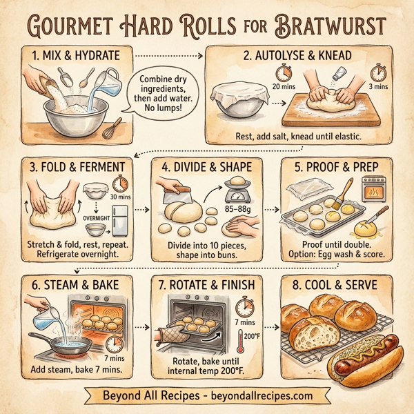 Gourmet Hard Rolls for Bratwurst instructions