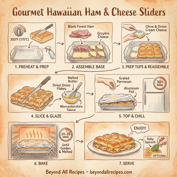 Gourmet Hawaiian Ham and Cheese Sliders instructions