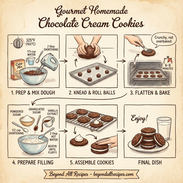Gourmet Homemade Chocolate Cream Cookies instructions