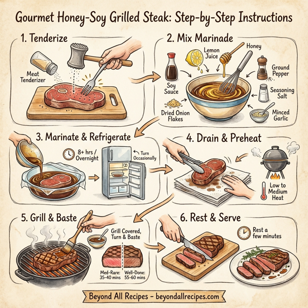 Gourmet Honey-Soy Grilled Steak instructions