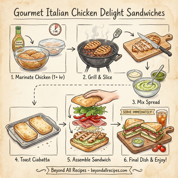 Gourmet Italian Chicken Delight Sandwiches instructions