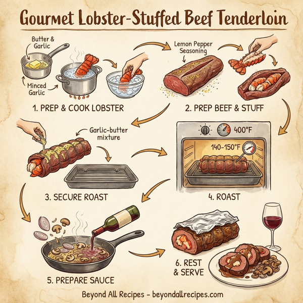 Gourmet Lobster-Stuffed Beef Tenderloin instructions