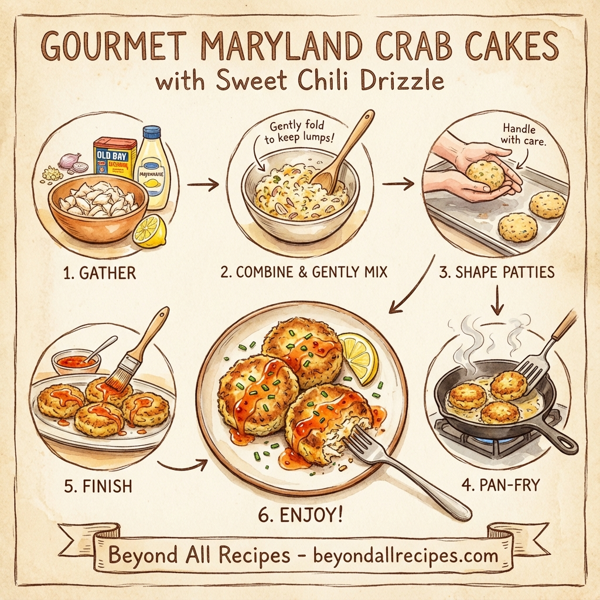 Gourmet Maryland Crab Cakes with Sweet Chili Drizzle instructions