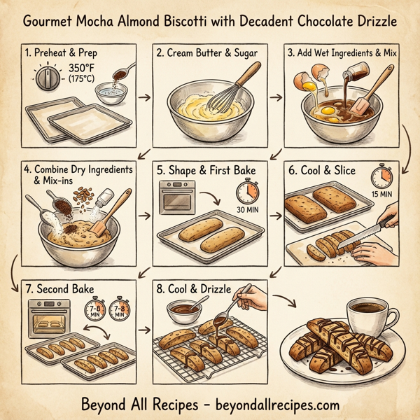 Gourmet Mocha Almond Biscotti with Decadent Chocolate Drizzle instructions