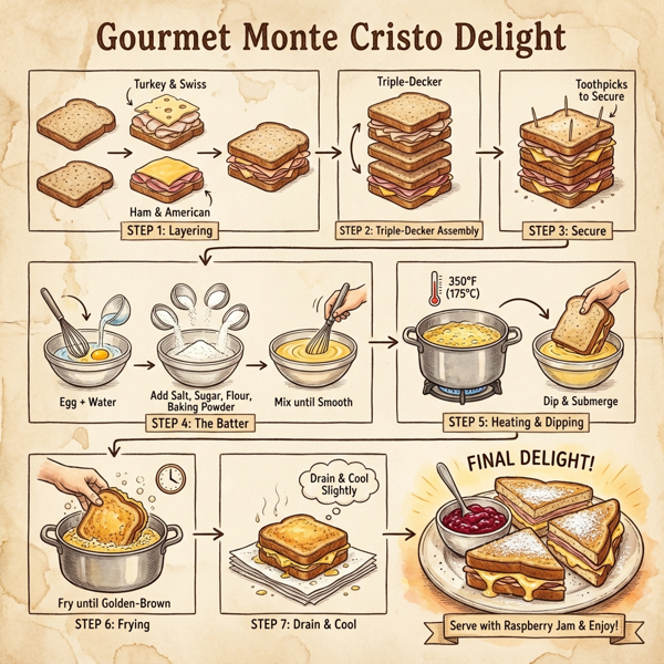 Gourmet Monte Cristo Delight instructions