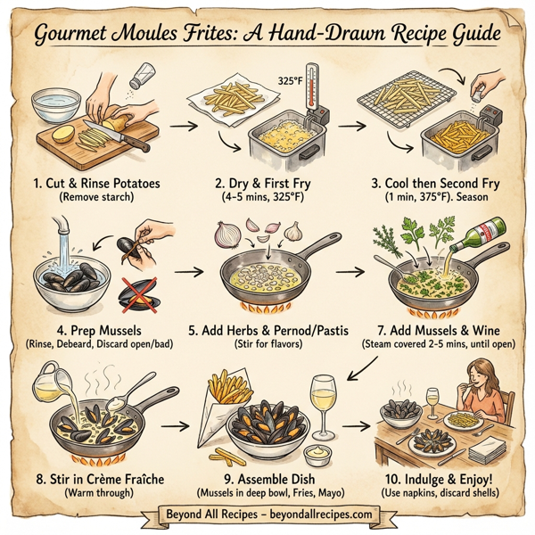 Gourmet Moules Frites: Classic Bistro Mussels with Hand-Cut Fries instructions