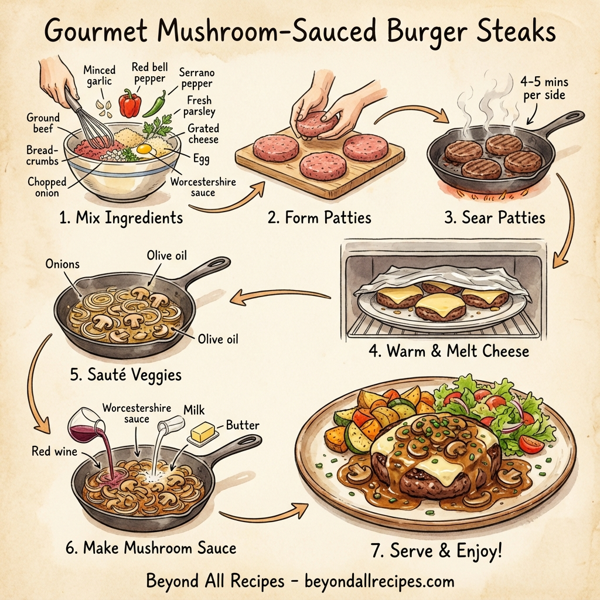 Gourmet Mushroom-Sauced Burger Steaks instructions
