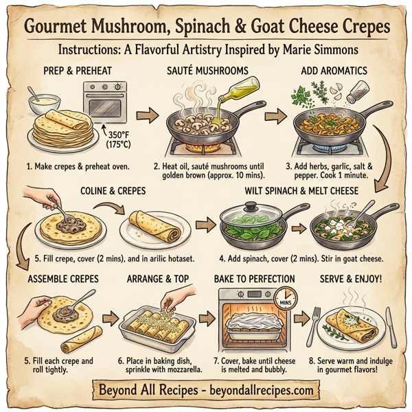 Gourmet Mushroom, Spinach & Goat Cheese Crepes instructions