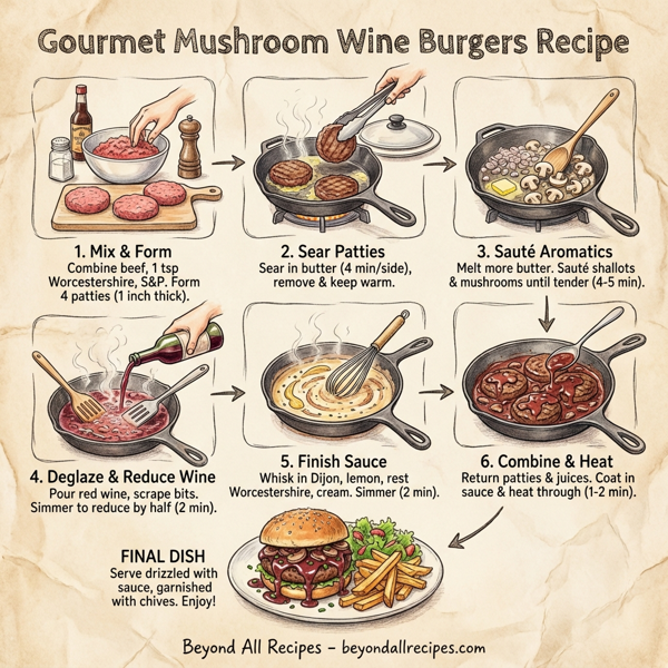 Gourmet Mushroom Wine Burgers instructions