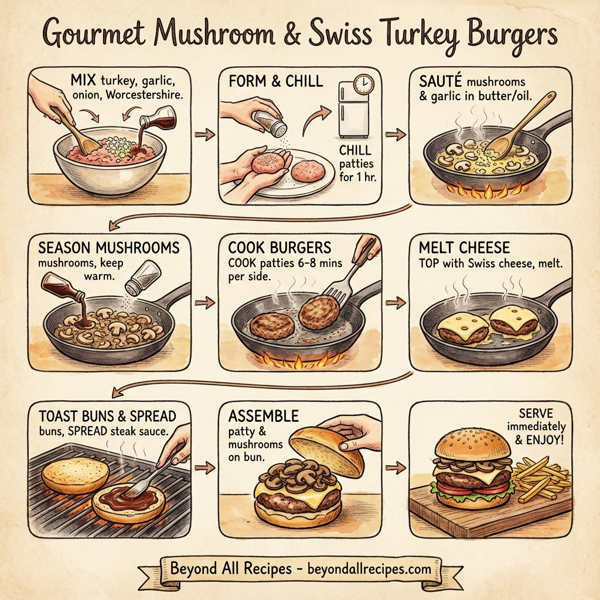 Gourmet Mushroom & Swiss Turkey Burgers instructions