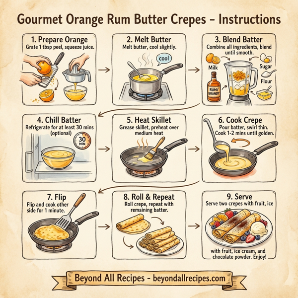 Gourmet Orange Rum Butter Crepes instructions