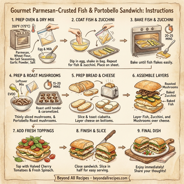 Gourmet Parmesan-Crusted Fish & Portobello Sandwich instructions