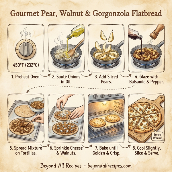 Gourmet Pear, Walnut & Gorgonzola Flatbread instructions