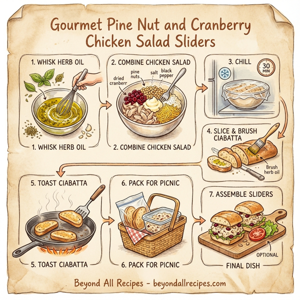 Gourmet Pine Nut and Cranberry Chicken Salad Sliders instructions