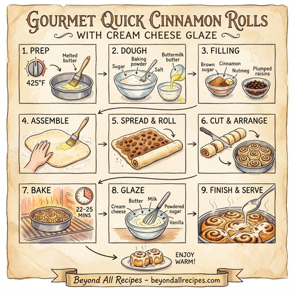 Gourmet Quick Cinnamon Rolls with Cream Cheese Glaze instructions