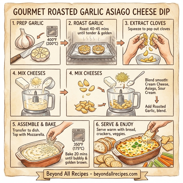 Gourmet Roasted Garlic Asiago Cheese Dip instructions