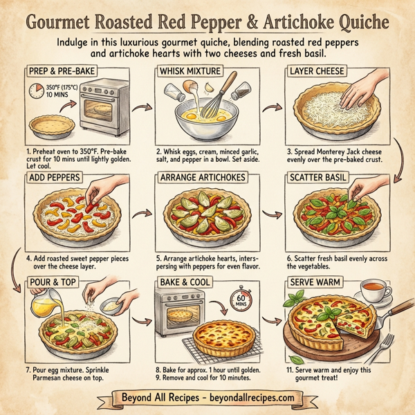 Gourmet Roasted Red Pepper & Artichoke Quiche instructions