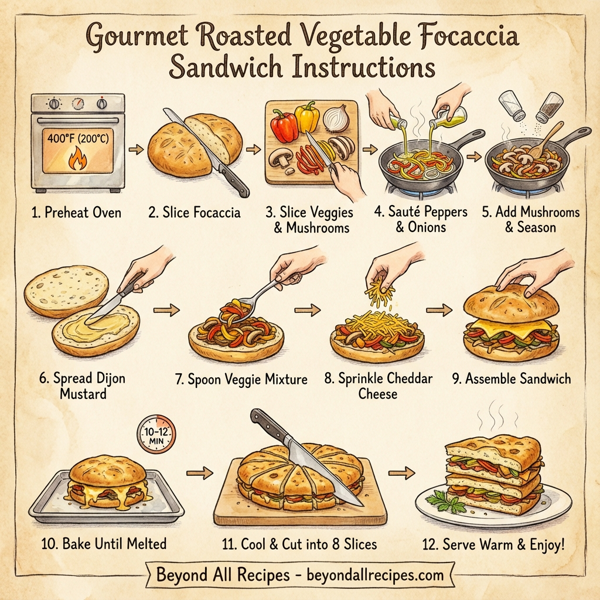 Gourmet Roasted Vegetable Focaccia Sandwich instructions