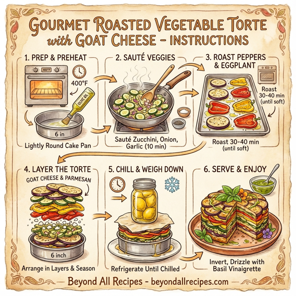 Gourmet Roasted Vegetable Torte with Goat Cheese instructions