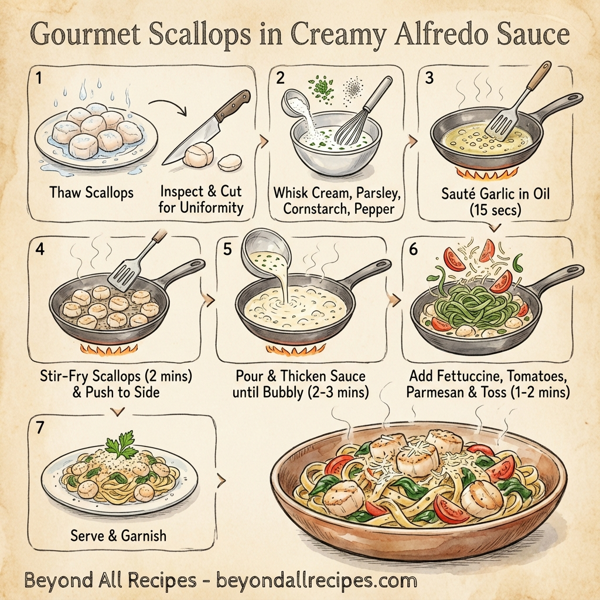 Gourmet Scallops in Creamy Alfredo Sauce instructions