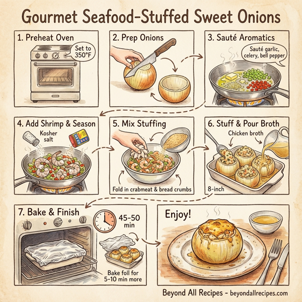 Gourmet Seafood-Stuffed Sweet Onions instructions