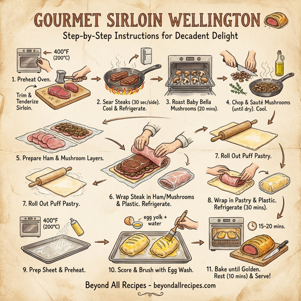Gourmet Sirloin Wellington instructions