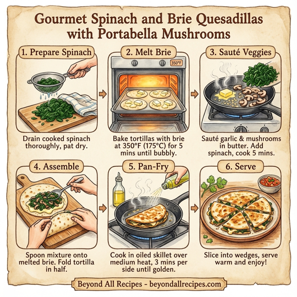 Gourmet Spinach and Brie Quesadillas with Portabella Mushrooms instructions