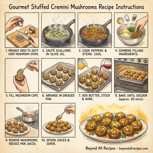 Gourmet Stuffed Cremini Mushrooms instructions