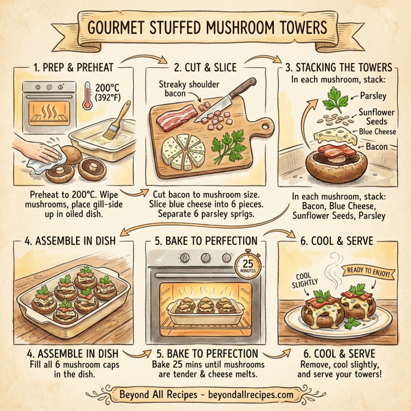Gourmet Stuffed Mushroom Towers instructions