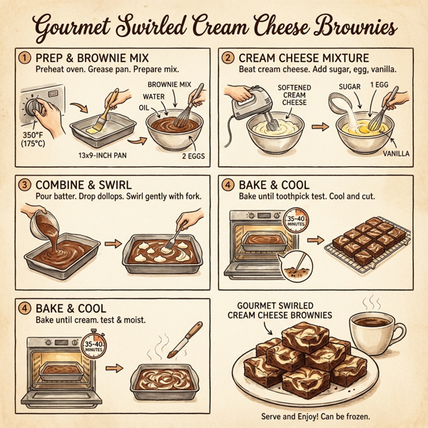 Gourmet Swirled Cream Cheese Brownies instructions